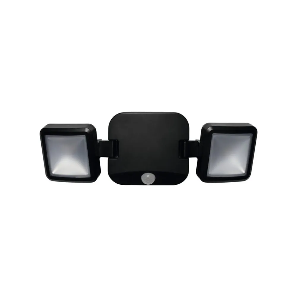 OSRAM Væglampe Med Sensor|Udendørs Spot > LED-udendørs vægspot DOUBLE, sort 2 lyskilder, batteri