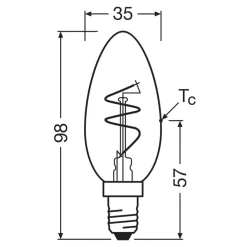 OSRAM Filament Pære > LED Vintage B28 E14 3,5W 922 Spiral Filament guld dæmpbar
