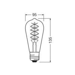 OSRAM Dæmpbar Led-Pære|Filament Pære > LED Vintage 1906 Edison, guld, E27, 7 W, 2.200 K, dim.