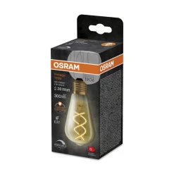 OSRAM Dæmpbar Led-Pære|Filament Pære > LED Vintage 1906 Edison, guld, E27, 4 W, 2.000 K, dim.