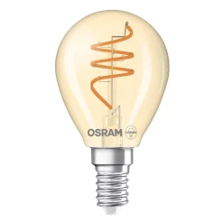 Filament Pære|Led Pærer ^ OSRAM LED Vintage E14 4,9W 922 dråbeformet spiraltråd guld