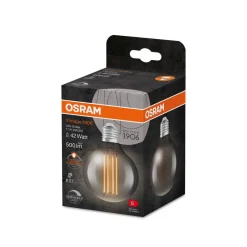 OSRAM Dæmpbar Led-Pære|Filament Pære > LED Vintage 1906, G80, E27, 11 W, grå, 1.800 K, dim.