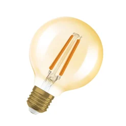Dæmpbar Led-Pære|Filament Pære ^ OSRAM LED Vintage 1906, G80, E27, 7,2 W, guld, 2.400 K, dim.