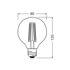 Dæmpbar Led-Pære|Filament Pære ^ OSRAM LED Vintage 1906, G80, E27, 7,2 W, guld, 2.400 K, dim.