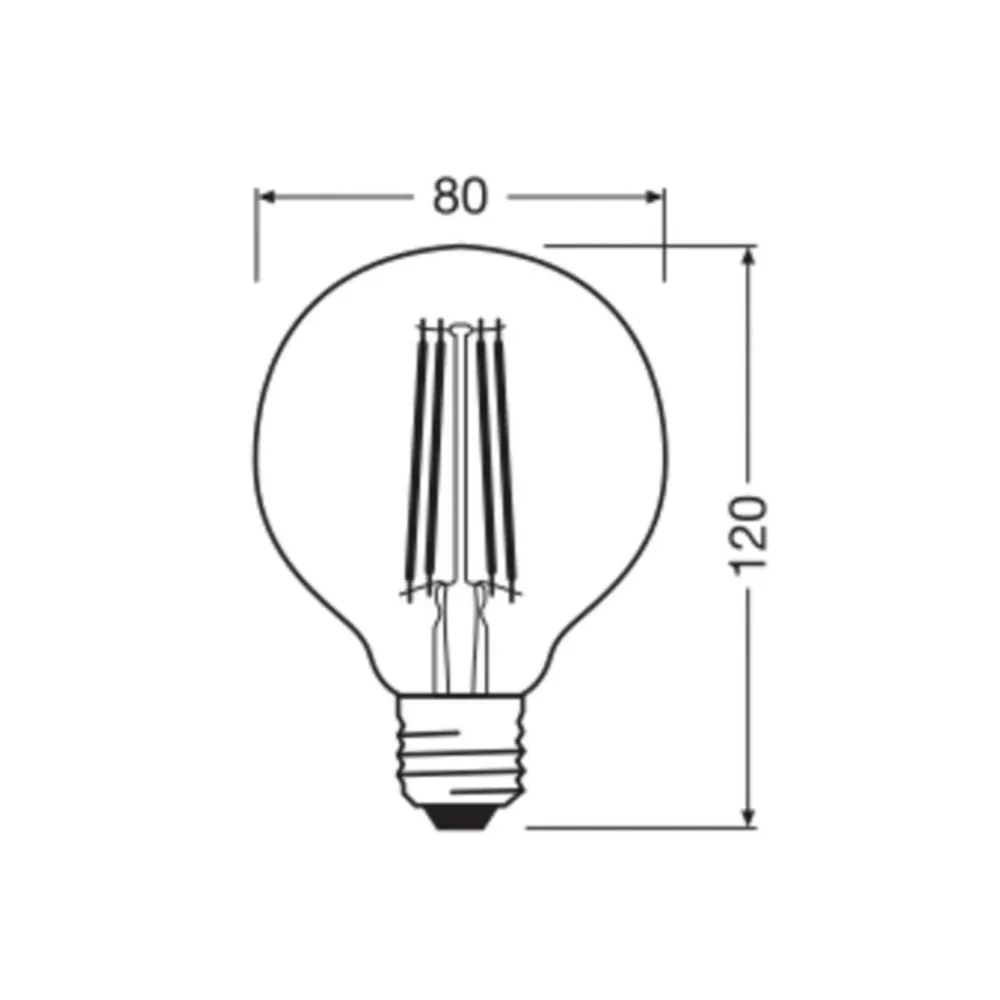 Dæmpbar Led-Pære|Filament Pære ^ OSRAM LED Vintage 1906, G80, E27, 7,2 W, guld, 2.400 K, dim.