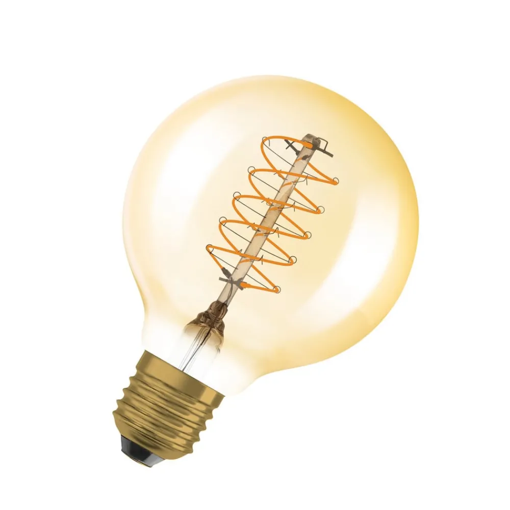 OSRAM Dæmpbar Led-Pære|Filament Pære > LED Vintage 1906, G80, E27, 4,8 W, guld, 2.200 K, dim.