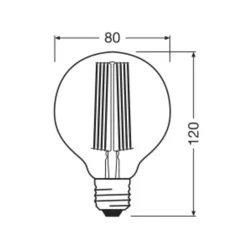 OSRAM Filament Pære > LED Vintage 1906, G80, E27, 5,8 W, guld, 2.200 K, dim.