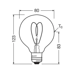 OSRAM Led Pærer > LED Vintage G80 E27 4,9W 922 Heart Filament guld dæmpbar