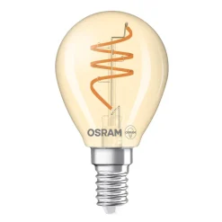 Filament Pære ^ OSRAM LED Vintage P40 E14 4,9W 922 Spiral Filament gold dæmpbar