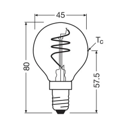 Filament Pære ^ OSRAM LED Vintage P40 E14 4,9W 922 Spiral Filament gold dæmpbar