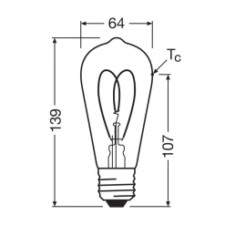 Filament Pære|Led Pærer ^ OSRAM LED Vintage ST64 E27 4,9W 922 Heart Filament guld dæmpbar