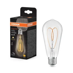 Filament Pære|Led Pærer ^ OSRAM LED Vintage ST64 E27 7,2W 927 Heart Filament clear dæmpbar