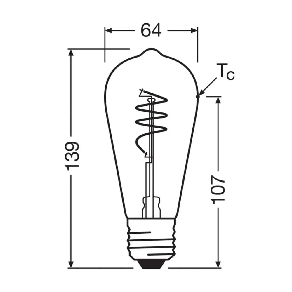 OSRAM Filament Pære > LED Vintage ST64 E27 3,4W 927 Spiral Filament clear