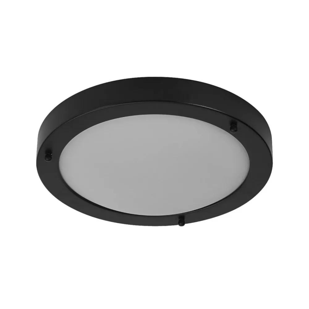 Loftlamper ^ OSRAM loftlampe BATHROOM, sort Ø 31 cm metal/glas IP44
