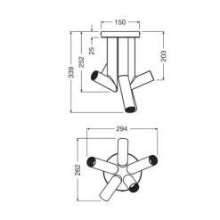 OSRAM Loftlamper > loftlampe Decor Straw, 5 lyskilder, stål, farvet, E27