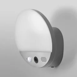 Væglampe Med Sensor|Væglamper ^ OSRAM SMART+ WiFi udendørs væglampe ROUND, kamera, sensor, grå