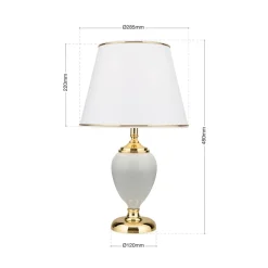 ORION Bordlamper > Ovum bordlampe, hvid/guldfarvet, højde 48 cm, keramik/chintz