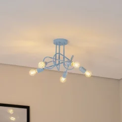 HELAM Loftlamper > Oxford loftlampe, lyseblå, Ø 47 cm, metal, 5 lyskilder