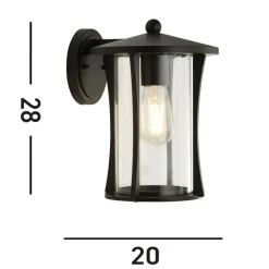 Searchlight Væglamper > Pagoda udendørs væglampe, IP44, sort, metal, E27