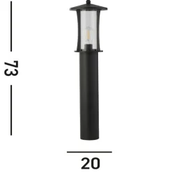 Gadebelysning ^ Searchlight Pagode pullert, IP44, sort, højde 73 cm, metal