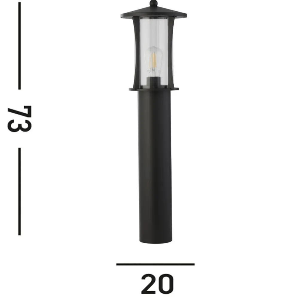 Gadebelysning ^ Searchlight Pagode pullert, IP44, sort, højde 73 cm, metal