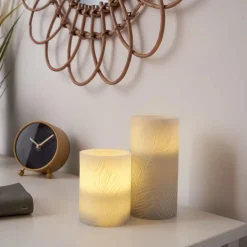 Pauleen Julepynt|Led Stearinlys > Cosy Feather Candle LED stearinlys sæt med 2 stk