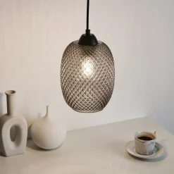 Pendellamper ^ Pauleen Gleaming Glamour hængelampe af røgfarvet glas