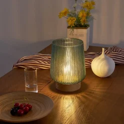 Pauleen Dekorationsbelysning|Bordlamper > Pretty Glamour E27-LED, træfod, turkis