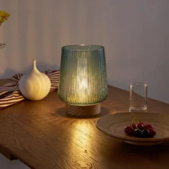 Pauleen Dekorationsbelysning|Bordlamper > Pretty Glamour E27-LED, træfod, turkis