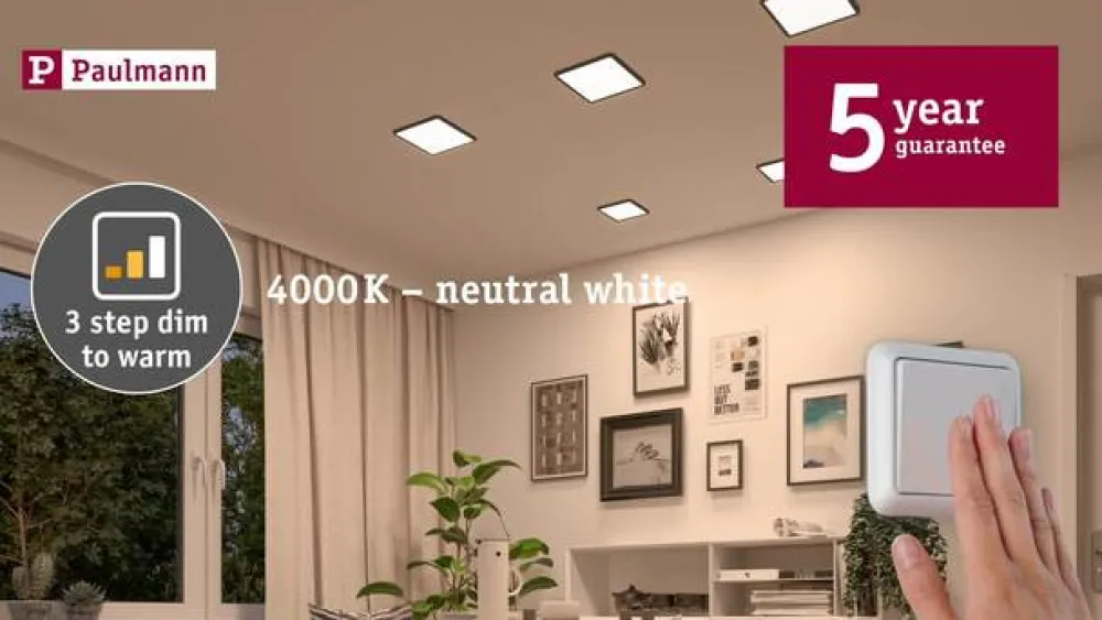 Paulmann Indbygningsspots > Areo Panel dimtowarm rund sort Ø23cm