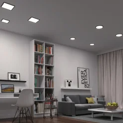 Loftlamper|Indbygningsspots ^ Paulmann Areo ZigBee CCT kantet sort 17,5x17,5cm