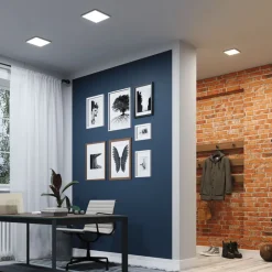 Loftlamper|Indbygningsspots ^ Paulmann Areo ZigBee CCT kantet sort 17,5x17,5cm