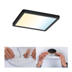 Loftlamper|Indbygningsspots ^ Paulmann Areo ZigBee CCT kantet sort 17,5x17,5cm