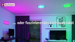 Loftlamper ^ Paulmann Atria Shine Panel dæmpet krom RGBW Ø29cm