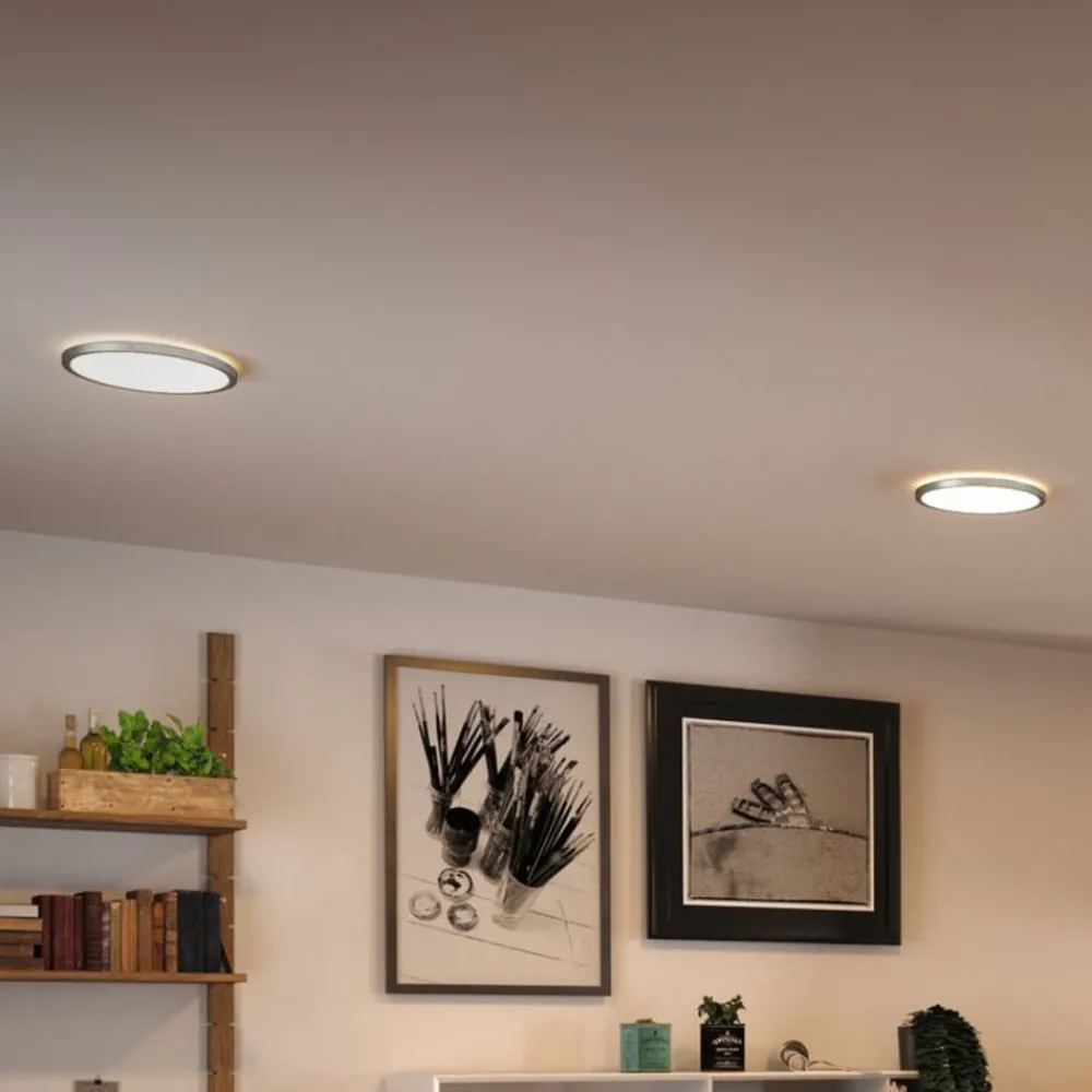 Arbejdsrum/Kontor|Loftlamper ^ Paulmann Atria Shine Panel on/off krom 830 Ø19cm