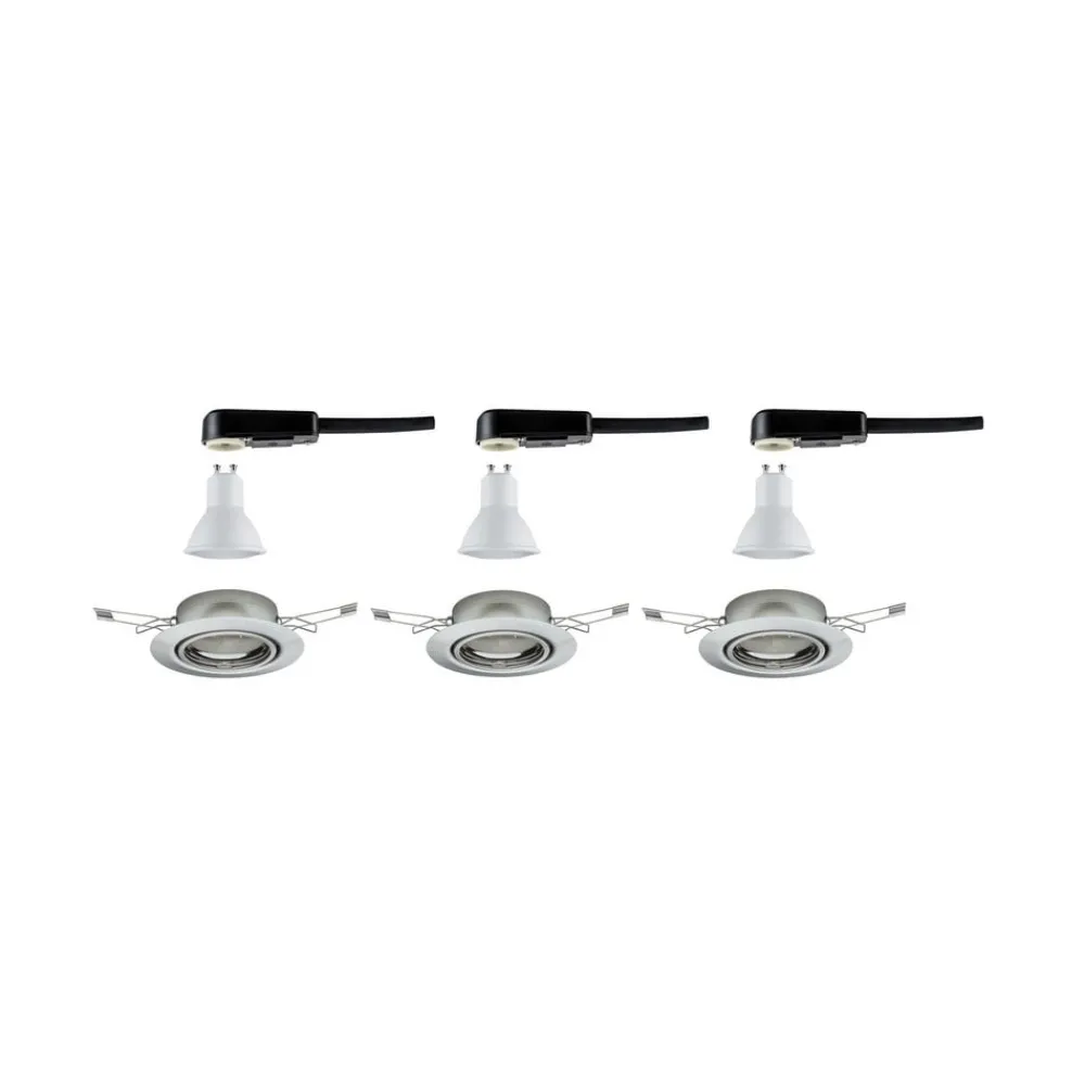 Indbygningsspots|Spotlights ^ Paulmann Base GU10 indbygningsspot, sæt m. 3, jern