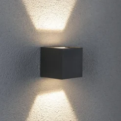 Paulmann Væglamper > Cybo udendørs LED-væglampe, 2.700 K, 8 x 8 cm, grå