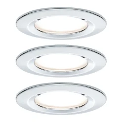 Paulmann Loftlamper|Indbygningsspots > 3-delt spot Nova rund, IP44 dæmpbar krom