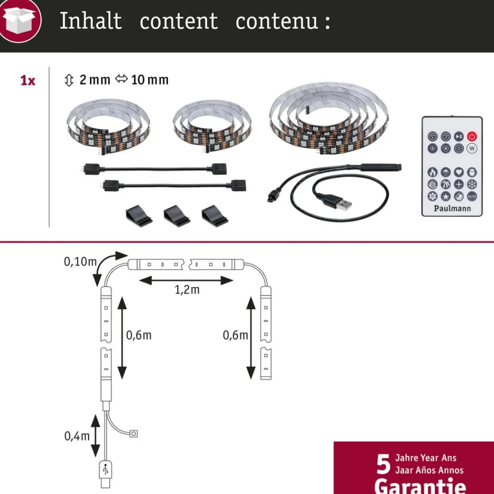 Paulmann Dekorationsbelysning|Led Strips > EntertainLED LED-Strip RGB TV-apparat 65 tommer