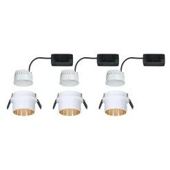 Paulmann Indbygningsspots|Spotlights > Gil LED-indbygning mat hvid/guld, 3 stk
