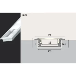 Dekorationsbelysning|Led Strips ^ Paulmann Gulvindbygningsprofil til LED-strips 2m