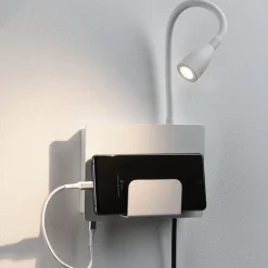 Væglamper|Væglamper ^ Paulmann Halina USB LED-væglampe, fleksibel arm hvid