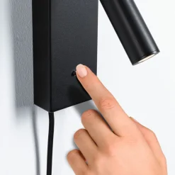 Paulmann Væglamper|Spotlights > Hulda USB LED-vægspot, dæmpbar, sort, afbryder