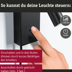 Paulmann Væglamper|Spotlights > Hulda USB LED-vægspot, dæmpbar, sort, afbryder