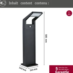 Gadebelysning ^ Paulmann Juntea LED stibelysning, aluminium, antracit, sensor