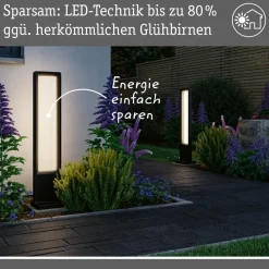 Gadebelysning ^ Paulmann LED-gadelampe Reana, antracit, 83 cm metal IP44