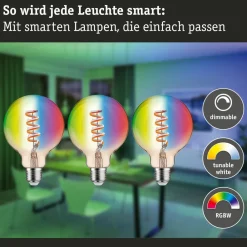 Paulmann Filament Pære|Smarte Lyskilder > LED-Globe G95 ZigBee E27 6,3W RGBW 3er