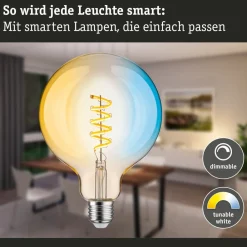 Paulmann Dæmpbar Led-Pære|Filament Pære > LED-globe G125 ZigBee E27 7,5W guld CCT