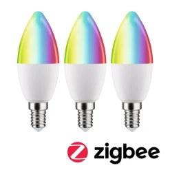 Paulmann Dæmpbar Led-Pære|Smarte Lyskilder > LED-kerte E14 5W 470lm ZigBee RGBW 3 stk