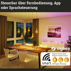 Filament Pære|Smarte Lyskilder ^ Paulmann LED-Rustika ZigBee E27 6,3W RGBW guld 3er